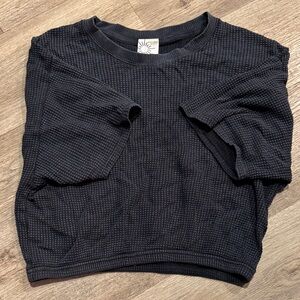 Aerie Black Textured Short Sleeve Tee